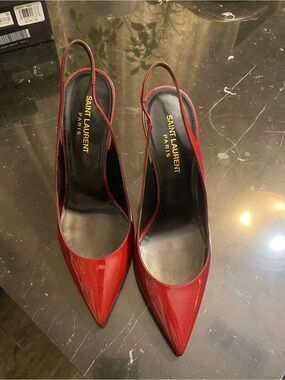 RED YSL HEEL- like new